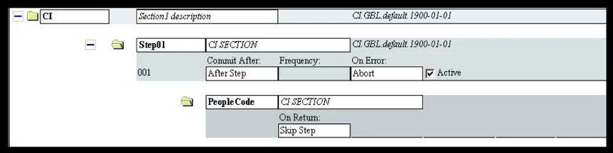 Application Engine CI section configured with Commit After set to After Step