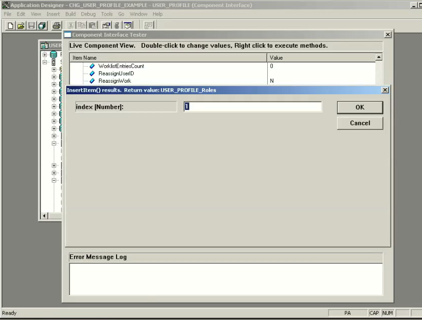 Calling InsertItem(1) on the Roles collection in Component Interface Tester