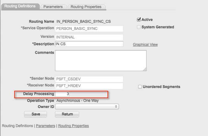 Delay Processing Routing Setup