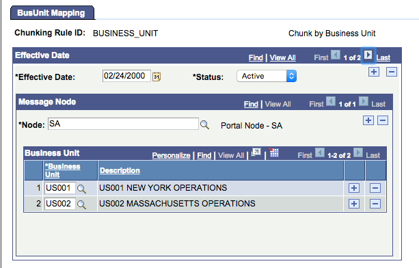 Business Unit Chunking Setup